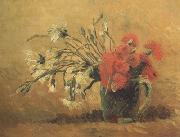 Vincent Van Gogh Vase with Red and White Carnations on Yellow Background (nn04) china oil painting reproduction